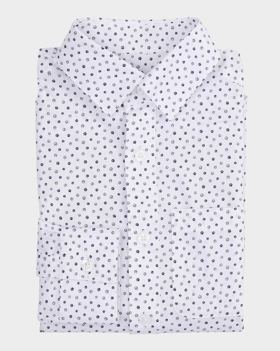 Boy's Micro Paw-Print Standard Shirt, Size 2-